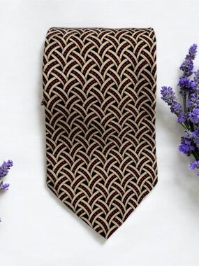 Raphael Silk Tie Black Gold Geometric It